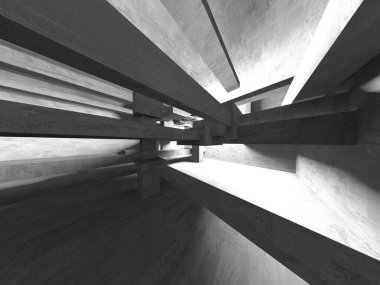 Soyut mimari iç plan. Boş beton oda. 3d hazırlayıcı