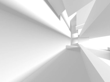 Soyut Beyaz Mimari Tasarım Konsepti. 3d Görüntüleme