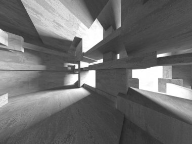 Dark Beton Duvar Mimarisi. Boş Oda. 3d Görüntüleme