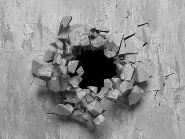 Dark Beton Duvar Mimarisi. Boş Oda. 3d Görüntüleme
