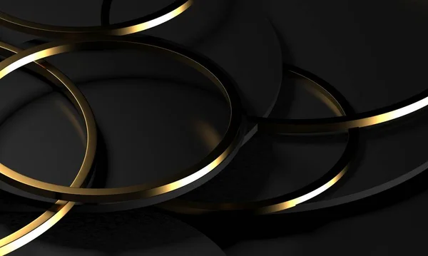 Glanzende Gouden Ringen Vormen Luxe Achtergrond Destructie — Stockfoto