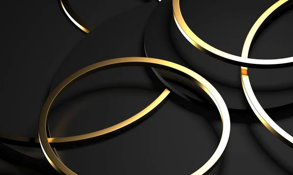 Luxury Elegant Background Shiny Gold Circle Elements Rendering — Stock Photo, Image