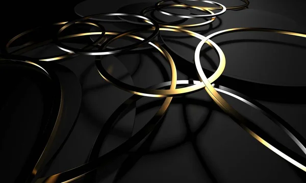 Luxury Elegant Background Shiny Gold Circle Elements Rendering — Stock Photo, Image