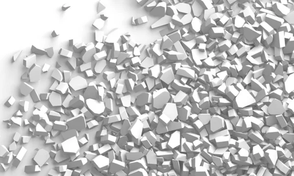 Pile Shattered White Stone Pieces Rendering — Stockfoto