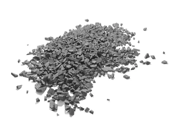 Rubble Pile Concrete Stone Pieces Rendering — 图库照片