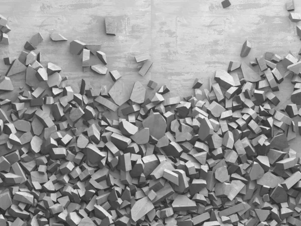 Rubble Pile Concrete Stone Pieces Rendering — Stock Photo, Image