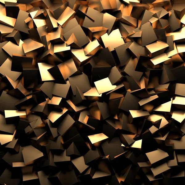 Роскошный Золотой Фон Массив Золотых Глянцевых Кубиков Рендеринг — стоковое фото