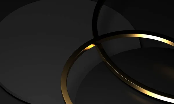 Shiny Gold Rings Shapes Luxury Background Rendering — Stock Photo, Image