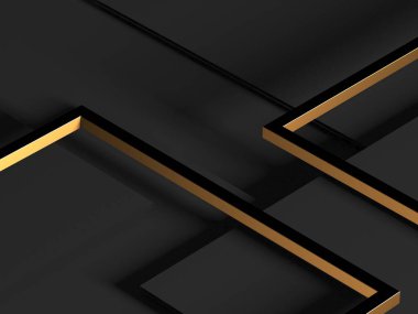 Luxury abstract background. Dark black gold. premium design  mock up. 3d rendering