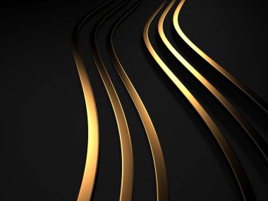 Modern abstract realistic paper with gold lines. Premium gradient geometric elements. 3d rendering