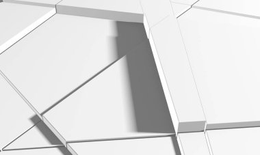 Beyaz Geometrik Poligon Soyut Arkaplan. 3d Hazırlama