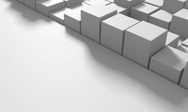 Beyaz küp yapısı. Soyut fütüristik geçmiş. 3d hazırlayıcı