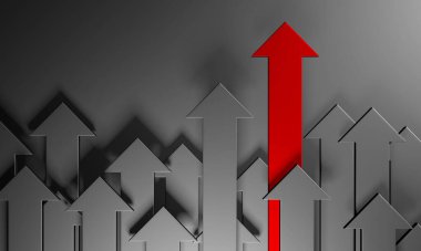 Okçular boş pazarlamayı soyut hale getirir. İş konsepti duvar kağıdı. 3d hazırlayıcı