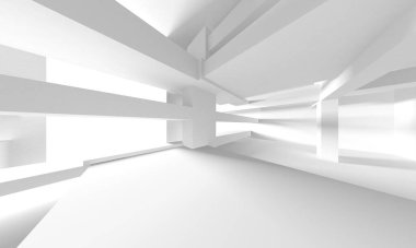 Soyut Beyaz Mimari Tasarım Konsepti. 3d Görüntüleme
