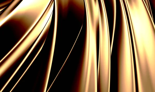 Golden Abstract Wavy Liquid Background Render Illustration — Stock Photo, Image