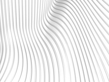 White stripe waves pattern futuristic background. 3d rendering