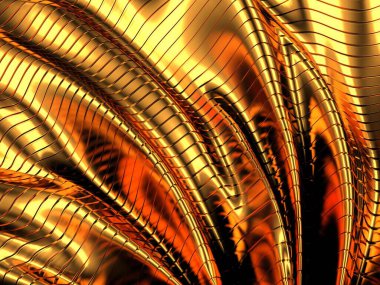 Gold stripes wavy bright background. Abstract luxurious wallpaper. 3d rendering