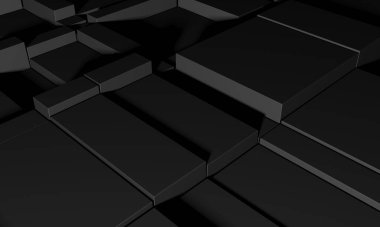 Soyut Karanlık Küpler Fütürist Tasarım Arkaplanı. 3d Görüntüleme