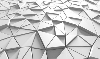 Beyaz Geometrik Poligon Soyut Arkaplan. 3d Hazırlama