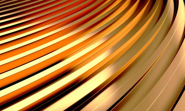 Gold Stripes Wavy Bright Background Abstract Luxurious Wallpaper Rendering — Foto de Stock