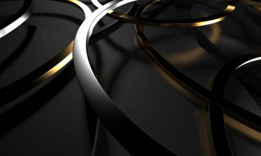 Luxury elegant background with shiny gold circle elements. 3d rendering