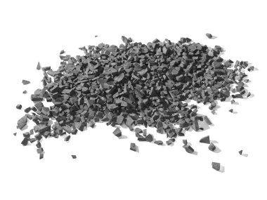 Rubble pile. Concrete stone pieces. 3d rendering