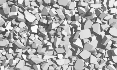 Rubble pile. Concrete stone pieces. 3d rendering