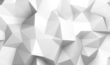 Beyaz Geometrik Poligon Soyut Arkaplan. 3d Hazırlama