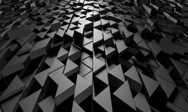 Karanlık Kaotik Poligon Yüzey Arkaplanı. 3d Görüntüleme