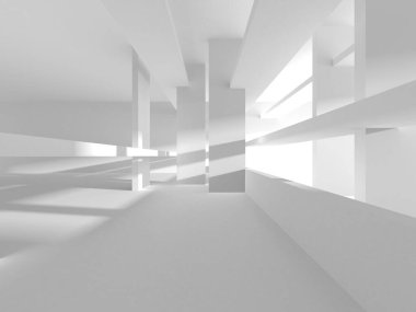 Beyaz Modern Arkaplan. Soyut Bina Konsepti. 3d Hazırlama