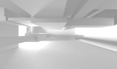 Beyaz Modern Arkaplan. Soyut Bina Konsepti. 3d Hazırlama