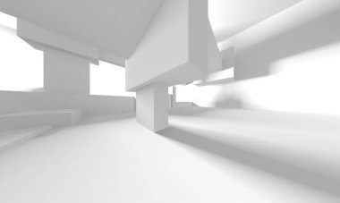 Soyut Beyaz Mimari Tasarım Konsepti. 3d Görüntüleme