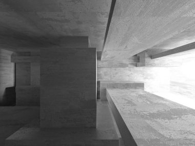 Soyut mimari iç plan. Boş beton oda. 3d hazırlayıcı