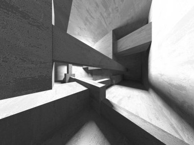 Dark Beton Duvar Mimarisi. Boş Oda. 3d Görüntüleme