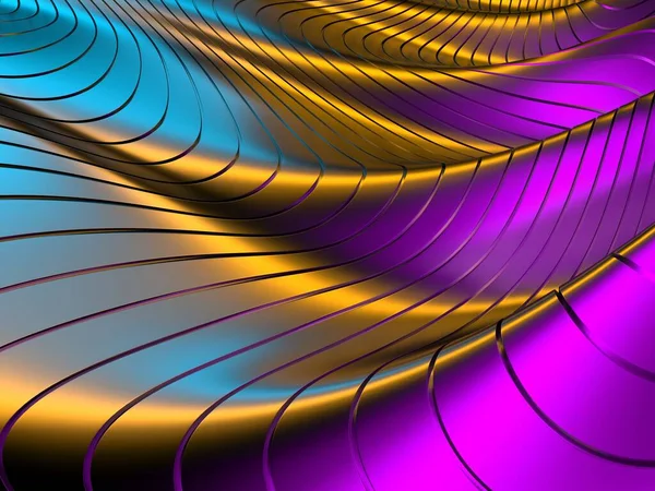 Colorful Striped Abstract Waves Shiny Background Rendering — Fotografia de Stock