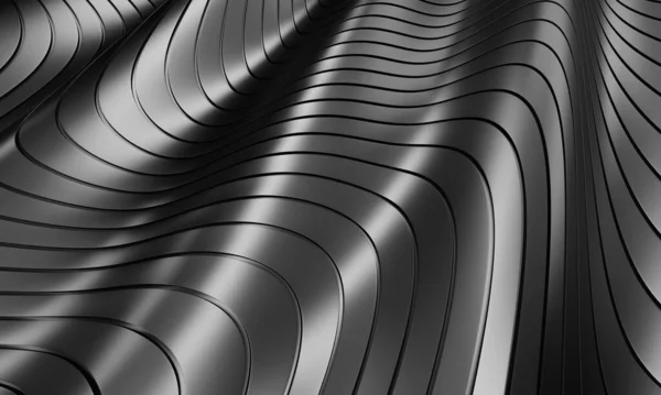 Metallic Abstract Steel Stripe Pattern Background Rendering — 图库照片