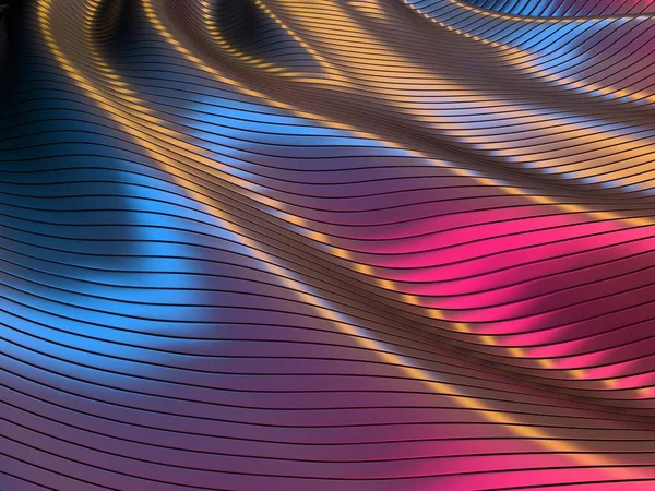 Colorful Striped Abstract Waves Shiny Background Rendering — Fotografia de Stock