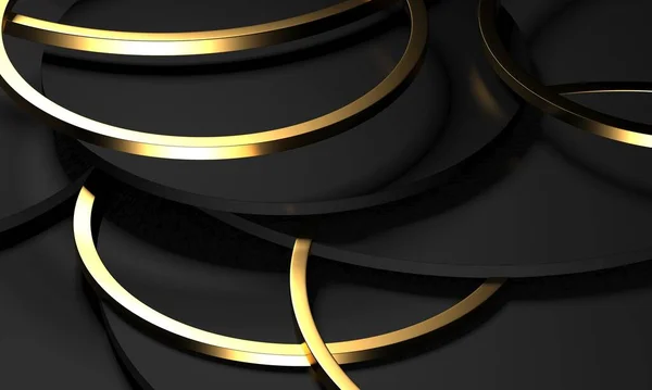 Luxury Elegant Background Shiny Gold Circle Elements Rendering — Fotografia de Stock