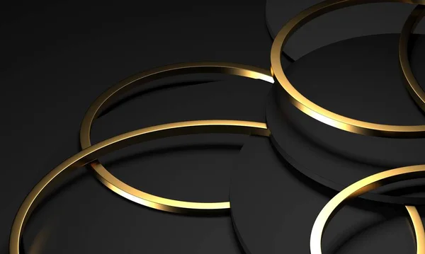 Luxury Elegant Background Shiny Gold Circle Elements Rendering — стоковое фото