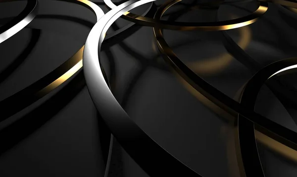 Luxury Elegant Background Shiny Gold Circle Elements Rendering — Stock fotografie