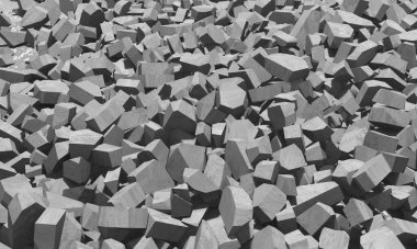 Rubble pile. Concrete stone pieces. 3d rendering