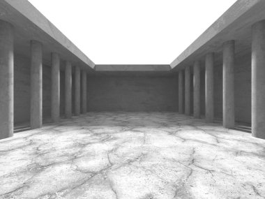 Soyut mimari arka plan. İçi boş beton döşeme. 3d hazırlayıcı