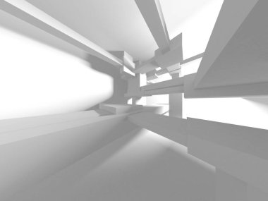 Soyut Beyaz Mimari Tasarım Konsepti. 3d Görüntüleme