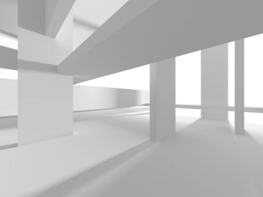 Soyut Beyaz Mimari Tasarım Konsepti. 3d Görüntüleme