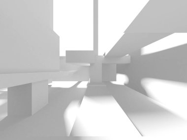 Beyaz Modern Arkaplan. Soyut Bina Konsepti. 3d Hazırlama