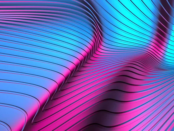 Colorful Striped Abstract Waves Shiny Background Rendering — Stockfoto