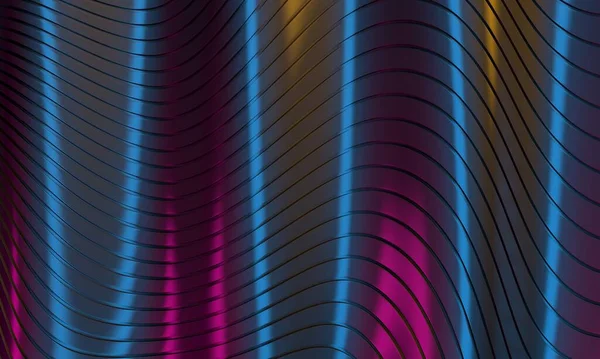 Colorful Striped Abstract Waves Shiny Background Rendering — ストック写真