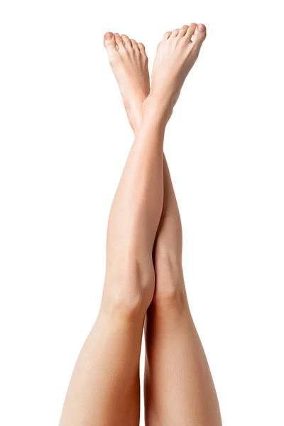 Beautiful Woman Legs White Background Spa Skincare Concept — Zdjęcie stockowe