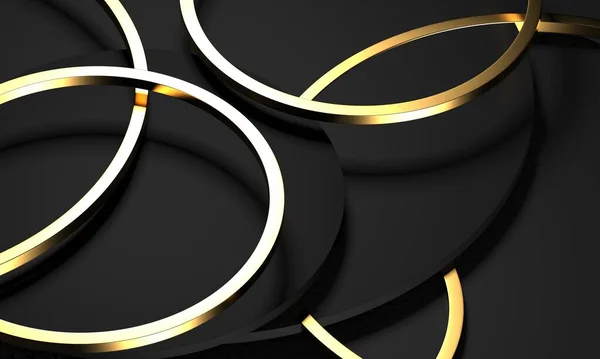 Luxury Elegant Background Shiny Gold Circle Elements Rendering — Stock Photo, Image