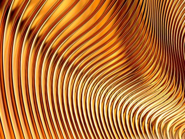 Gold stripes wavy bright background. Abstract luxurious wallpaper. 3d rendering